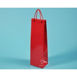 Papírové tašky ALEX (na víno) 11,5x9x37 červená lesklé lamino